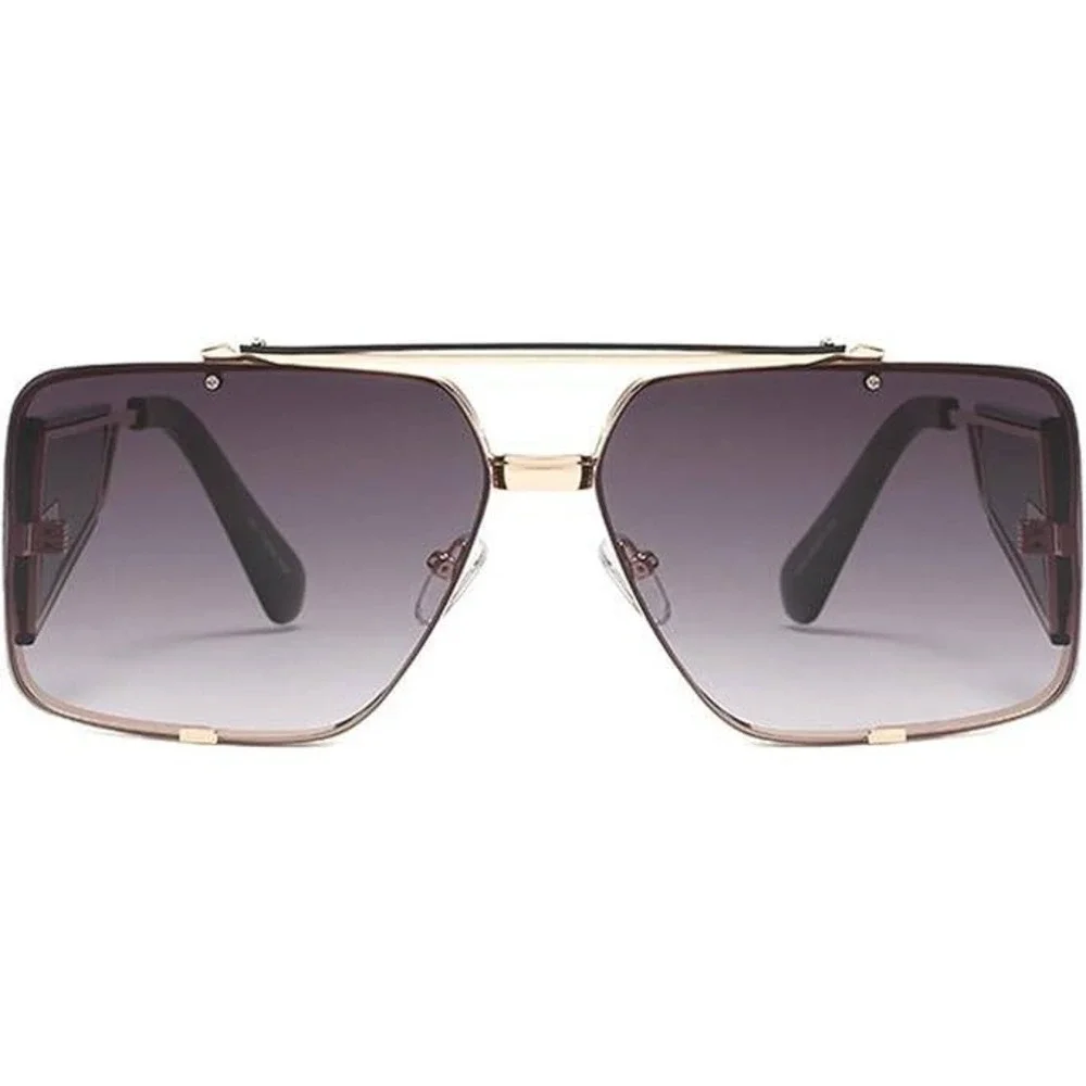 Men Sunglasses Designer Sqyare Gold Frame Black Accents Fashion UV400 Lentes New